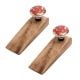 2 Pieces Red Poppy Flower Golden Ceramic Wooden Door Stopper
